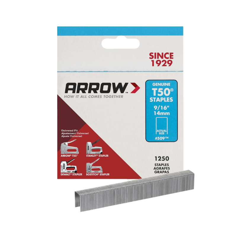 Arrow, Arrow Fastener T50 Heavy Duty Staples 3/8 in. W x 9/16 in. L 18 Ga. 1250-Pack.